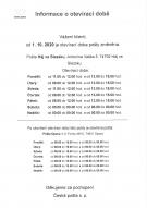 Informace České pošty o nové otevírací době platné  od 1.10.2020 1