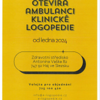 AMBULANCE KLINICKÉ LOGOPEDIE - nově otevřena v Háji ve Slezsku od ledna 2024 ve zdravotním středisku. 1